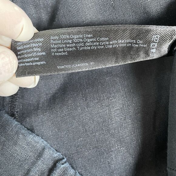 Eileen Fisher Organic Linen Shorts Size Large Black Beach Mom Summer Drawstrings - Picture 3 of 5